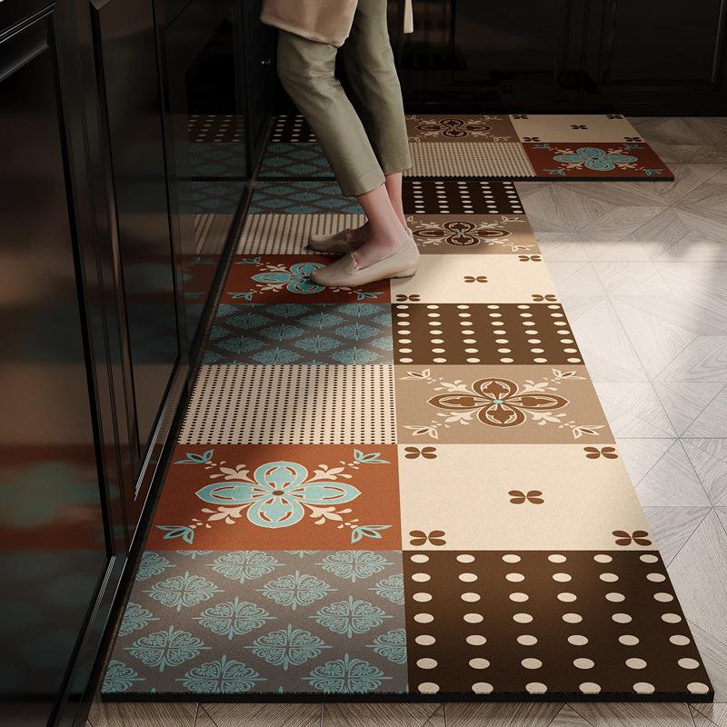 Silicoflora Wall Rug American-Style Ceramic Tiles Water-Absorbing Kitchen Bathroom Dining Room Floor Mat Home Decoration