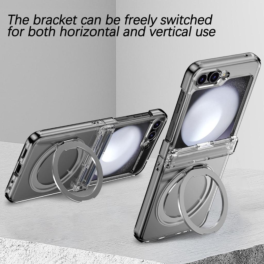 Samsung Z Flip6/5 Schutzhülle mit 360° drehbarem Ständer, magnetisches kabelloses Laden, Vollabdeckung und sturzsicherem Scharnier