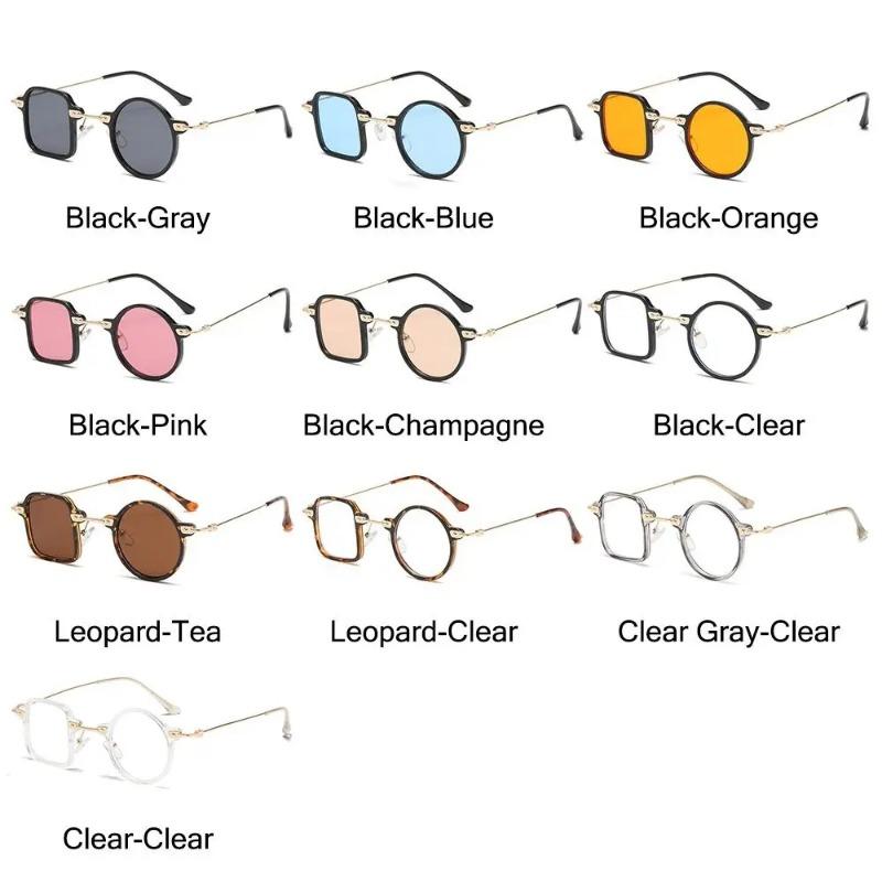 Unique Asymmetrical Square Round Sunglasses Retro UV400 Clear Men Punk Sun Glasses Ocean Lens Shades for Women Men
