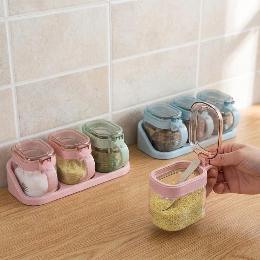 Dust-proof Spice Storage Bottle Food Grade Seasoning Box Set Durable Spice Container Cooking Use