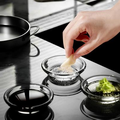 2 stk Japansk Glass Kvern Krydderfat 60ml Mini Dippskål med Kverneknupper Multifunksjonelle Ingefær Hvitløk Løk Kutter Verktøy