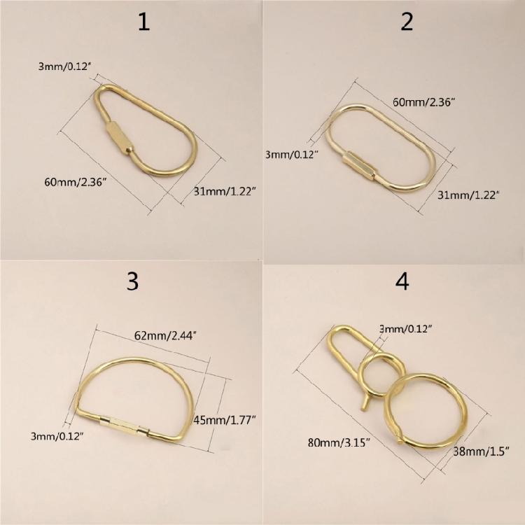 Mässingsskruvförslutande Nyckelring Enkel Mässingsnyckelring Oval D-formad Nyckelring