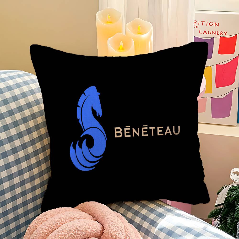 BBENETEAU Logo Cushion Cover Inches Farmhouse Decor Home Throw Pillow Covers for Couch Decorations