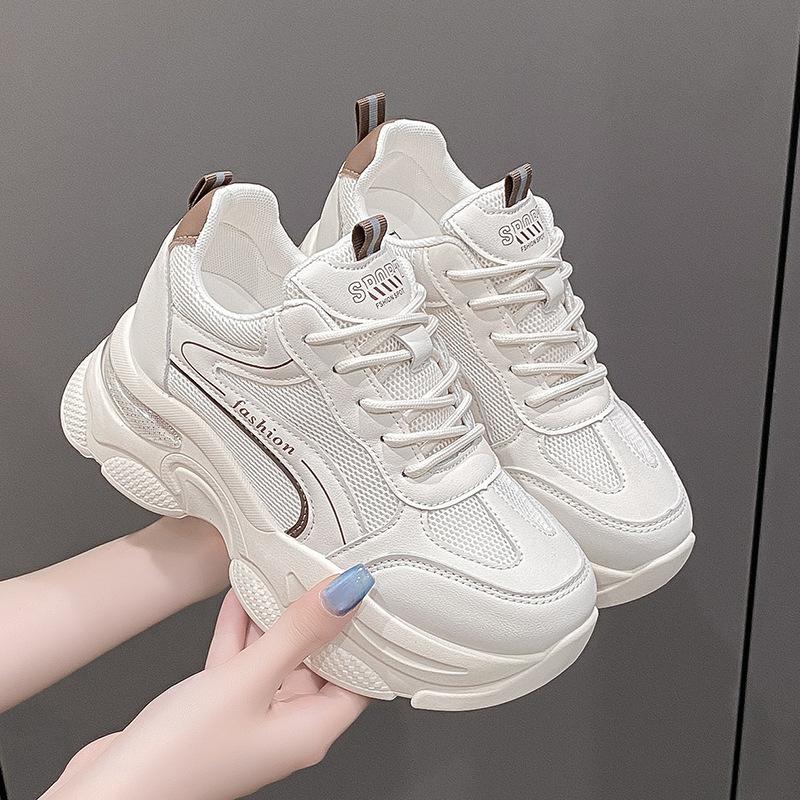 

Mesh casual sports shoes women s 2025 spring new heightening dad shoes fashion platform running travel white shoes 35