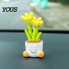 Mini Resin Car Dashboard Ornaments Cute Flower Pot Figurine, Cartoon Planter Ornament Decorative Accessories for Interior Desk Decor, Fairy
