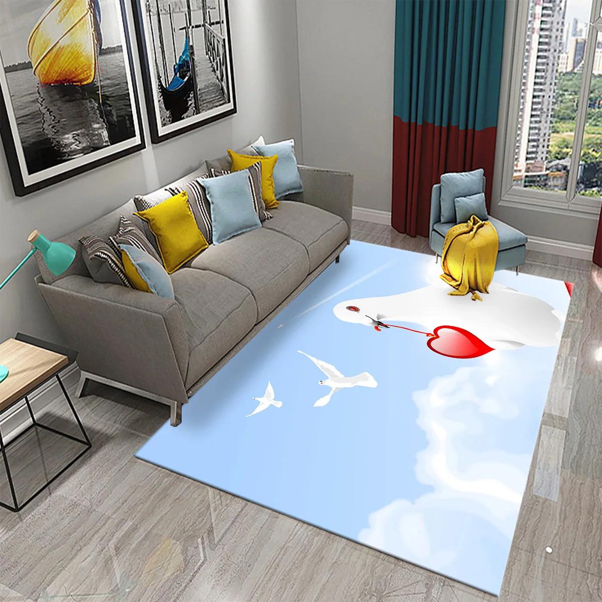 

3D White Peace Pigeon Carpet Symbol of Peace Rugs for Bedroom Living Room Decor Floor Welcome Rugs Bathroom Door Non-Slip Rugs 40x60cm 16x24 inch