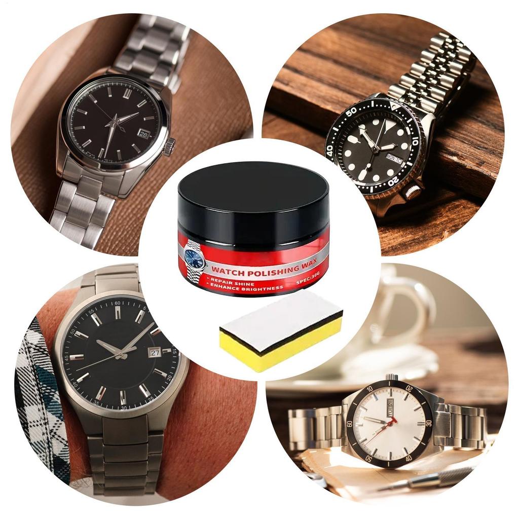 Uhrglaspolitur Metallschmuck Reparaturwerkzeuge mit Schwammband und Bildschirmschrammen-Reparatur zum Wiederherstellen des Glanzes Glas Messing
