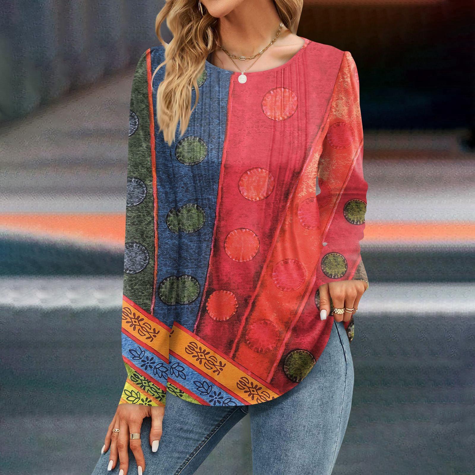 

Women s Fashion Color Block Patchwork Dresses Fall Casual Tops Long Sleeve Shirt Loose Pullover S