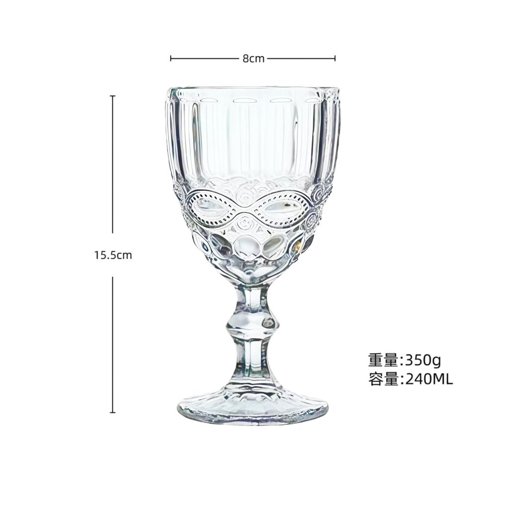 European Embossed Wine Glass Thickened Colorful Glass High Foot Juice Cup Retro Red Wine Glass