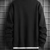 Men Fall Winter Top Fake Two-piece Patchwork Solid Color Loose Pullover Round Neck Mid Length Long Sleeve Soft Streetwear