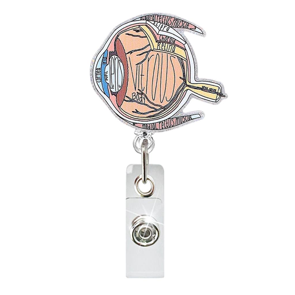 Acrylic Skull Organ Flower Easy Clip ID Badge Clip Doctor Nurse Retractable Clip Teacher Badge Reel Key Chain Accessories