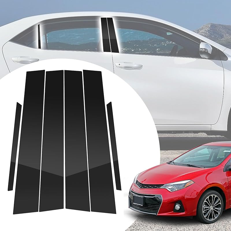 6pcs Glossy Black Exterior Door Window Pillar Posts Molding Cover Panel Trim Stickers Side Door Window Cover Trim Kits for Honda Civic 11th Gen  