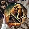 Round Aluminum Metal Wall Art, 2D Printed Vintage Elephant Egyptian Pyramids Home Decor for Garage Living Room