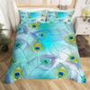 Peacock Feather Print Duvet Cover Set Queen Twin Bird Feathers Element Bedding Set Wild Animals Comforter Cover for Girls Teens