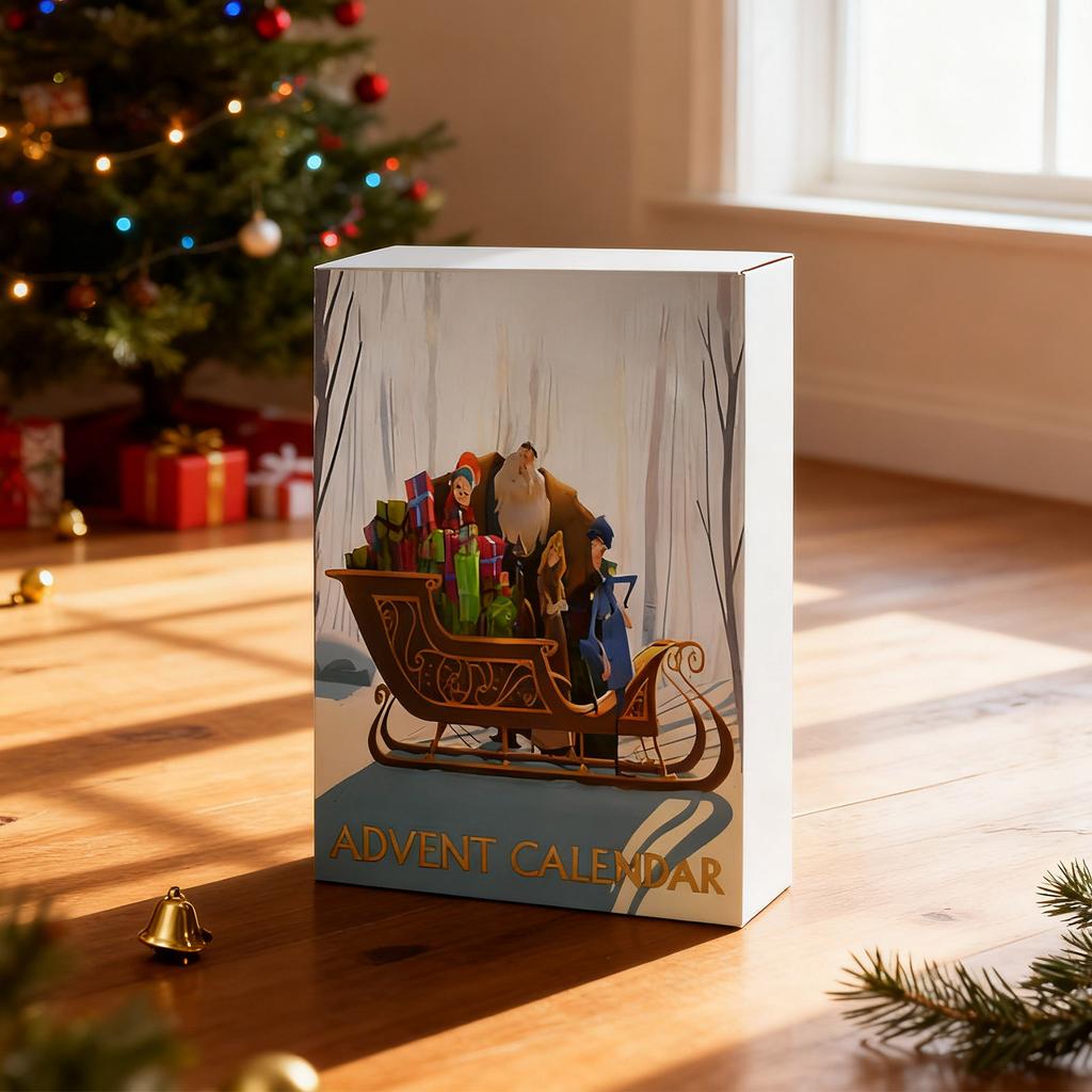 2D Flat Acrylic Mystery Box 24pcs Pendant With Airplane Box Funny Christmas Countdown Calendar