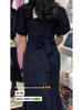 2026 Women's European & American Round Neck Short Sleeve Tweed Slimming Waist Dress