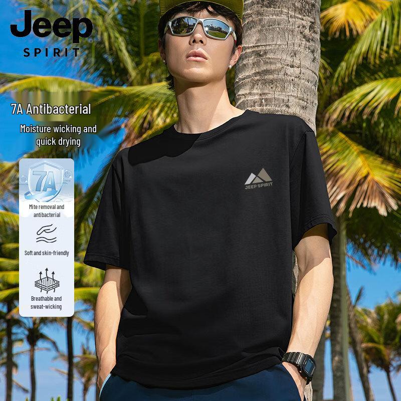 JEEP SPIRIT Men s Anti-bacterial Loose Fit Printed Short Sleeve T-shirt M