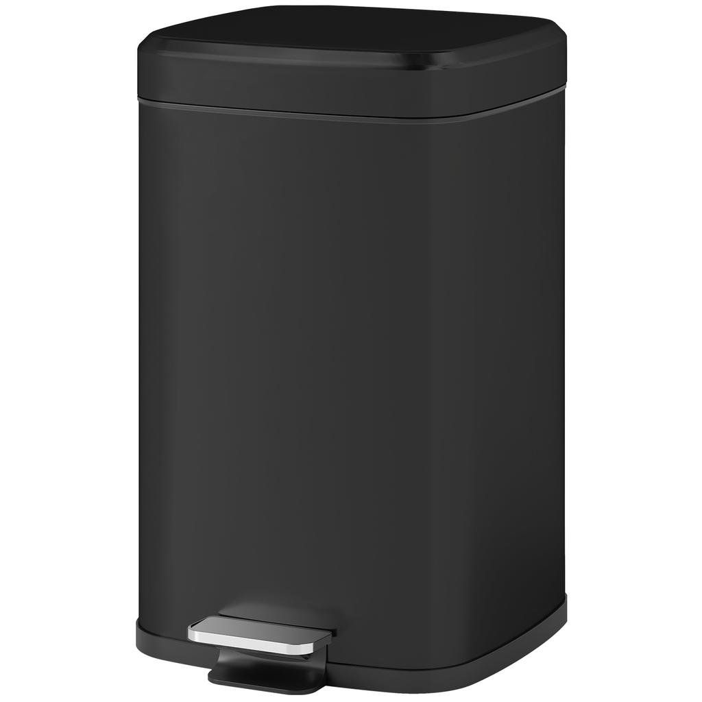 20L Modern Boxy Metal Home Kitchen Bin - Black