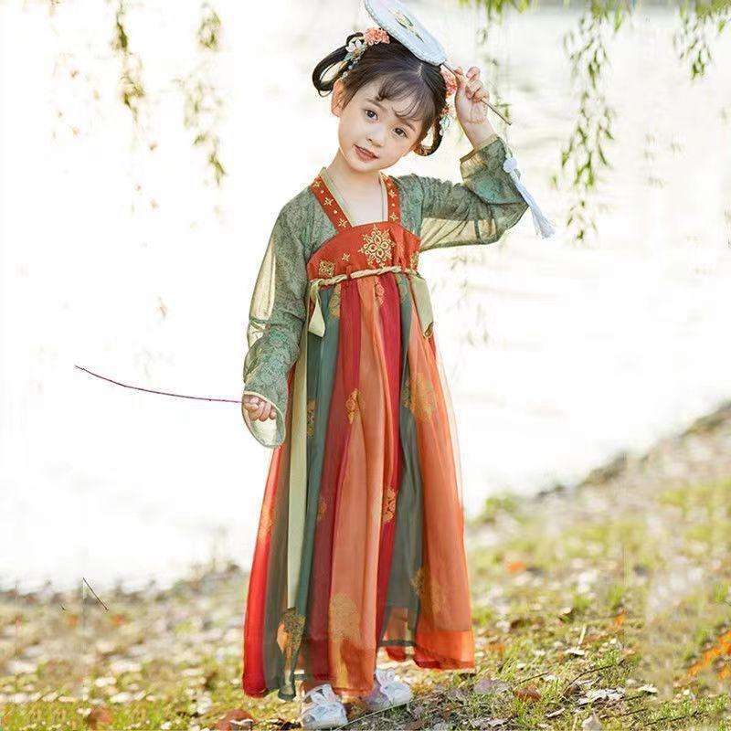 Girls  Tang Dynasty Style Hanfu Dress - Spring/Autumn Ruqun for Kids 100 cm