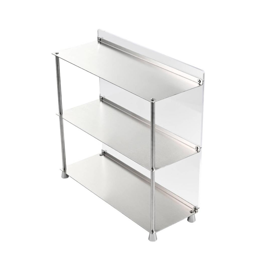 3-Tier Storage Rack Brushed Countertop Organizer with Acrylic Shelves Perfume
