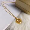 Gold-Plated Hundred Blessings Pendant Necklace - Lucky Bead & Safety Buckle Retro Chinese Style