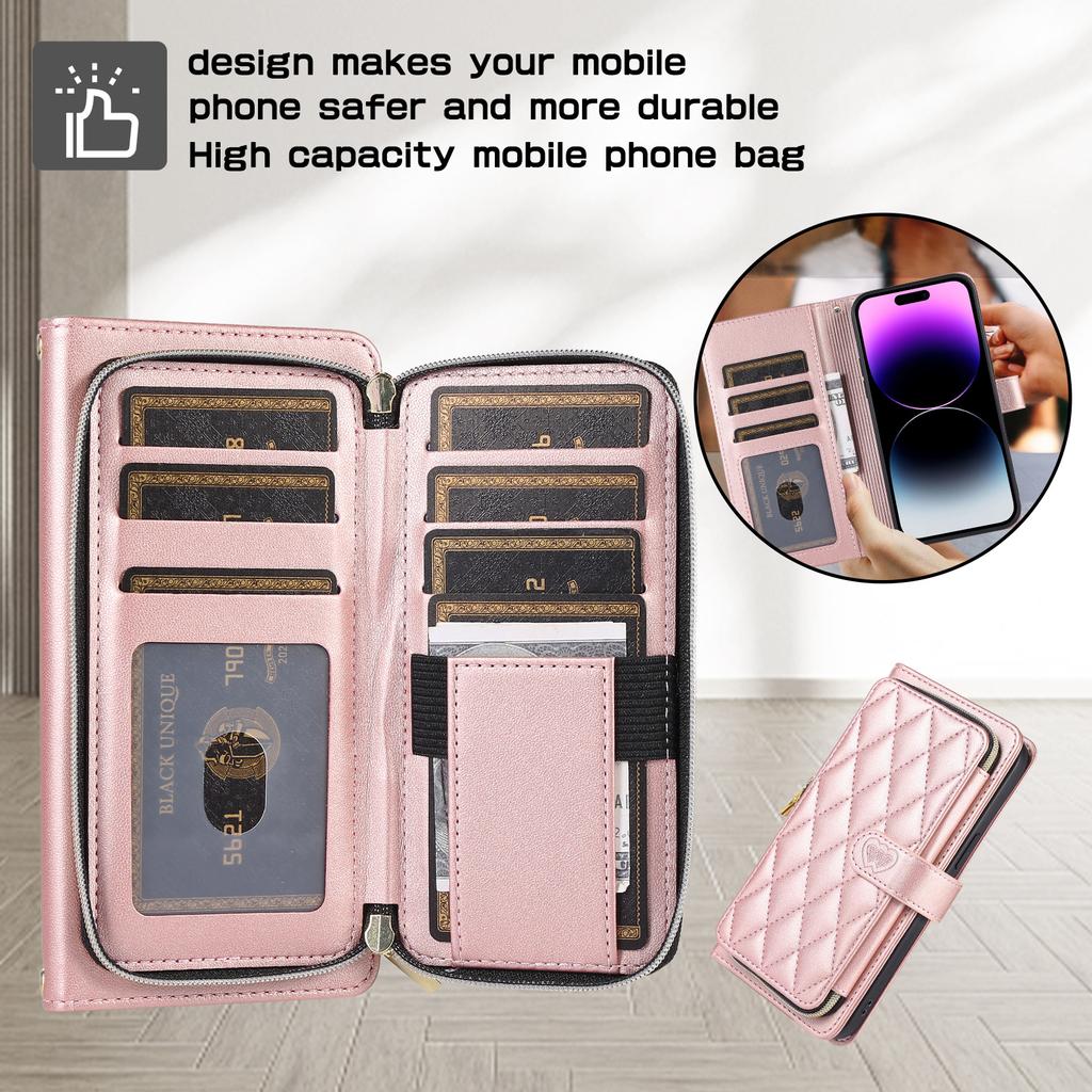 Suitable for Google 8Pro Mobile Phone Leather Case Redmi Notre13 Diamond Zipper Wallet Insert Card Oblique Span Protective Case