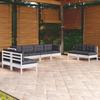 8 Pcs Garden Set with Cushions Solid Pine Wood
