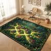 Mushroom Forest Theme Crystal Velvet Floor Rug Personalized Custom Name Text Warm Carpet Home Decoration