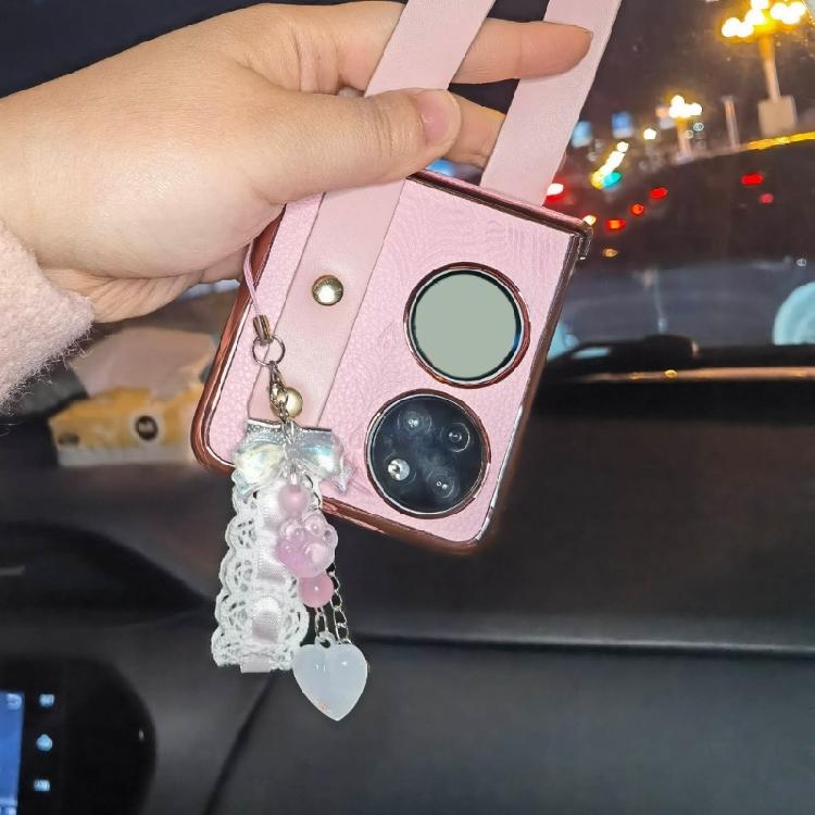 Trendy Lace Ribbon Key Rings Pendant Heart Pendant Key Chains Beaded Accessories