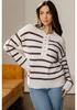 2025 Fall/Winter Women's V-Neck Striped Pullover Sweater - European & American Fashion Trend