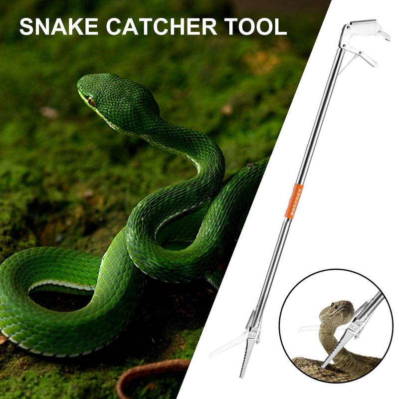 120cm Foldable Snake Stick Elbow/ Straight head Reptile Grabber Tool Stainless Steel Snake Hook Catcher Tool For Camping Fishing
