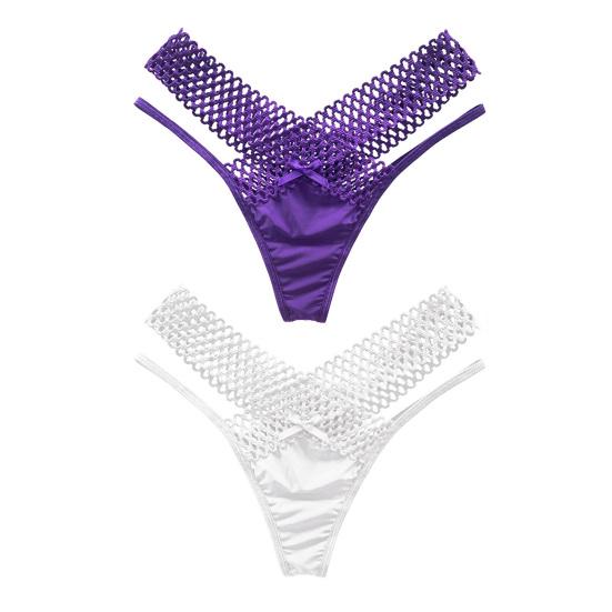 2 Pcs Postpartum Sheer Mesh Underwear for Women Low Waist See Through Thong Breathable Ultra Thin V String Panties