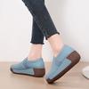 Soft Leather Women Platform Shoes Fashion Wedge Heels Elastic Loafers Elegant Mother Shoes Casual Walking Shoes