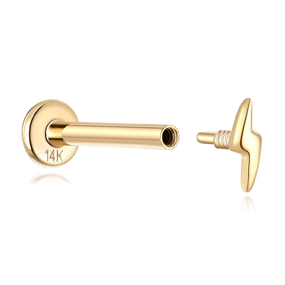 CANNER 1 шт. 14K цельное золото 5/6,5/8 мм Геометрический циркон в форме глаза лошади Пирсинг Козелок Ушные гвоздики Для женщин Серьги в стиле Ins Изящные украшения 5mm post