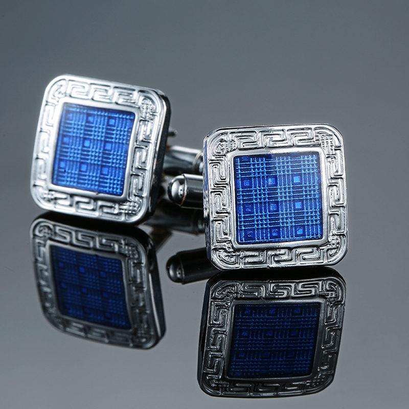 Cufflinks For Men Luxury Blue Retro Metal Cuff Links Mens French Square Cuffs Button Shirts Business For Wedding Jewelry Gift