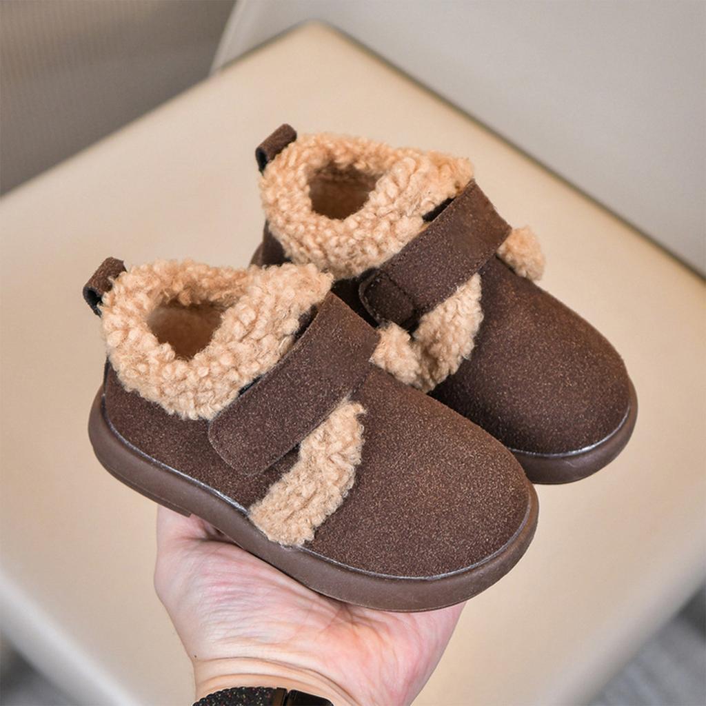 Boys Girls Kids Lined Winter Shoes Quilted Cotton Padded for Cold