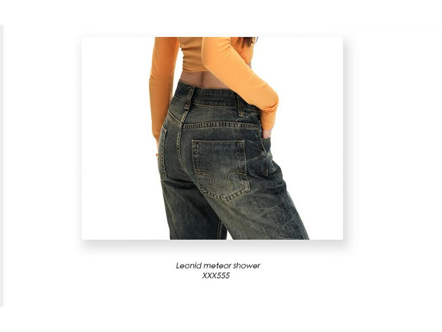 Damskor med hög midja, retro utsvängda jeans: Lös passform, golvlang hovformad design
