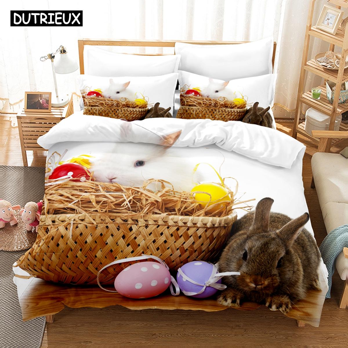 

3D The Rabbit 2 комплекта постельного белья Пододеяльник с наволочкой Твин Полный комплект постельного белья Queen King Постельное белье EU single(135x200cm)