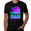 Miami Beach Delphin Retro T-Shirt Basic Normale Passform Freizeit-T-Shirt