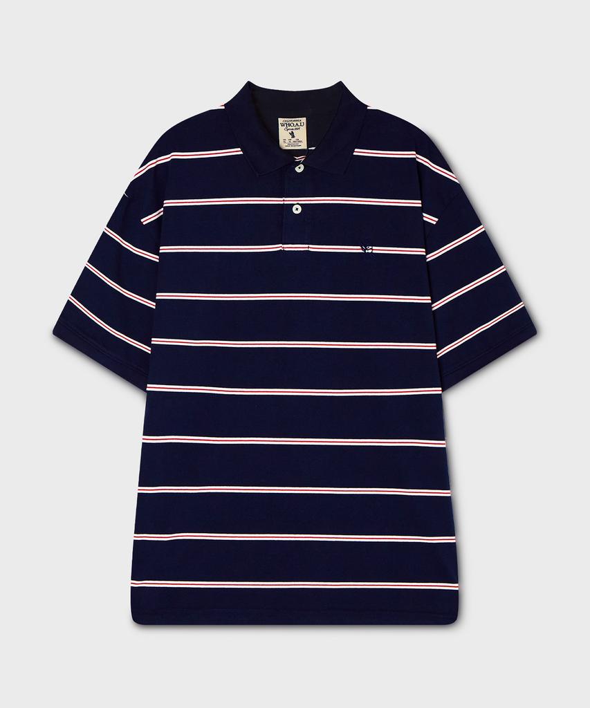WHO.A.U Stripe Collar T-Shirt / Whhag2571U