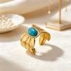 Turquoise Green Stone Turquoise Stone Ring Hollow Vintage Ring Geometric Ring  for Women