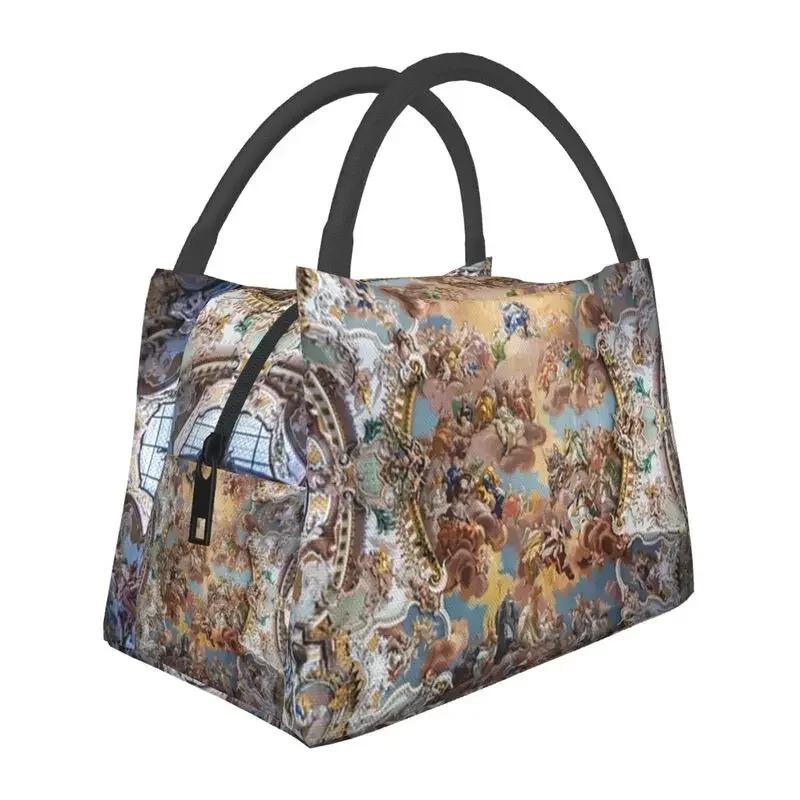Golden Baroque Fashion Seamless Pattern Insulated Lunch Bags for Women Waterproof Cooler Thermal Bento Box Work Picnic