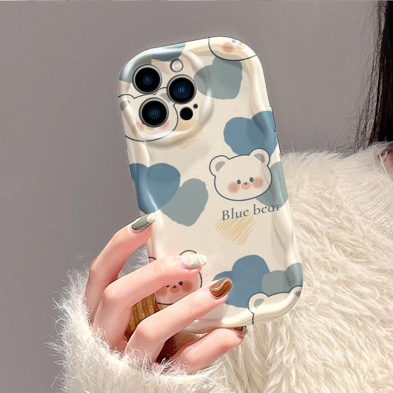 Silicone Soft Wave Case Glossy Cute Cartoon Rabbit Bear Shell Mobile Phone White Back Cover for Oppo Vivo Realme Infinix