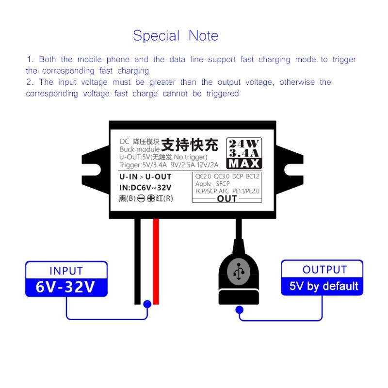 Universal for DC6V~32V to 5V~12V USB Switching Power Supply for Car Truck Dashboard Camera Hardwire Kit