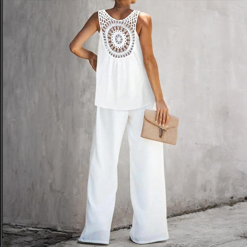 Women's Summer Casual Solid Color Vest Pant Suit