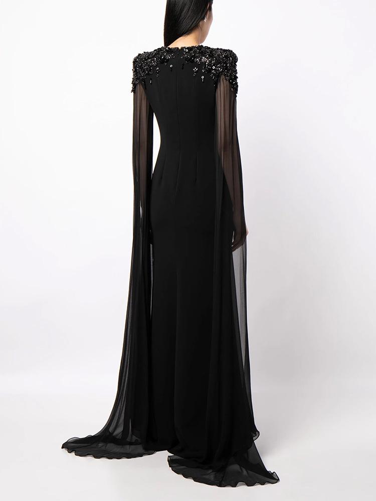 European & American Fashion Rhinestone Long Dress 2025 - Beaded Evening Gown