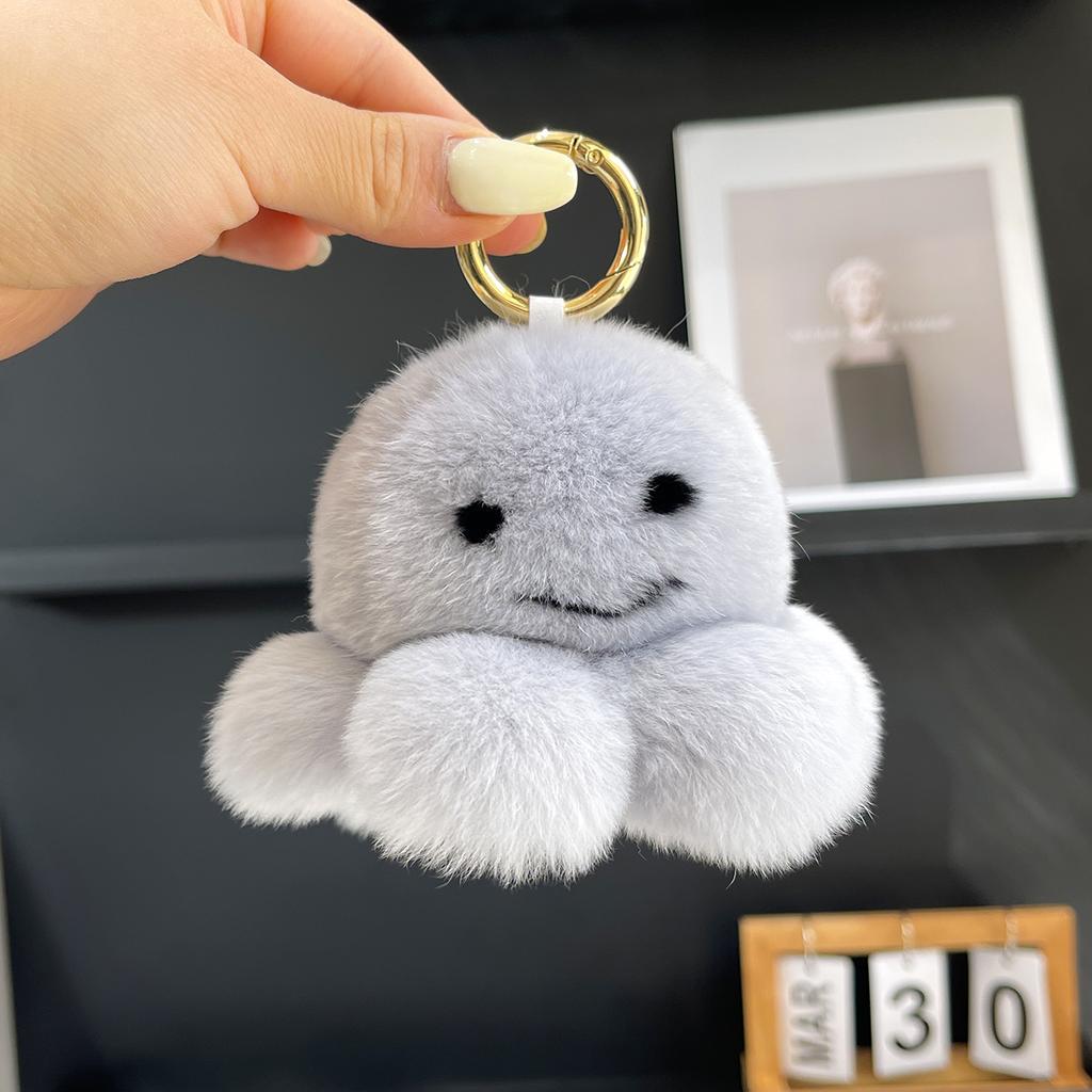 Real Rex Rabbit Hair Cute Little Octopus Bag Pendant Car Key Chain Doll Bag Wool Ball Creative Plush Hanger