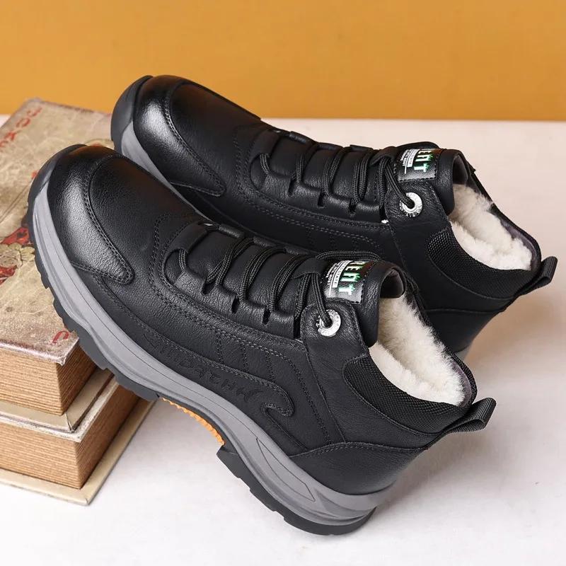 Модные зимние теплые шерстяные ботинки для мужчин — фото 3