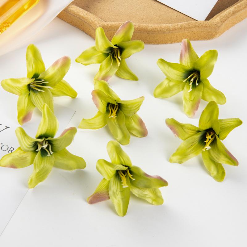 

Simulation Lilies Flowers Fake Shooting Prop Flowers Silk Flowers Headdress Hair Accessories Material Diy Handmade Accessories Wedding Home Decor 5 pcs зелёный
