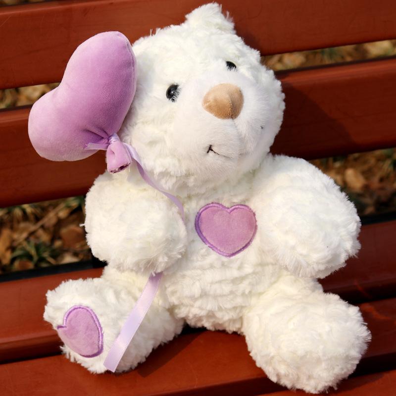 

Adorable Teddy Bear Plush Toy Stuffed Animal with Heart Ideal for Valentines Day Wedding Gifts Birthday Present Soft Cute Doll 23cm фиолетовый